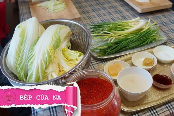 nguyên liệu làm kim chi cải thảo đơn giản